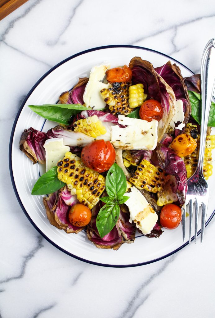 Grilled Corn, Radicchio, and Roasted Tomato Salad {Katie at the Kitchen Door}