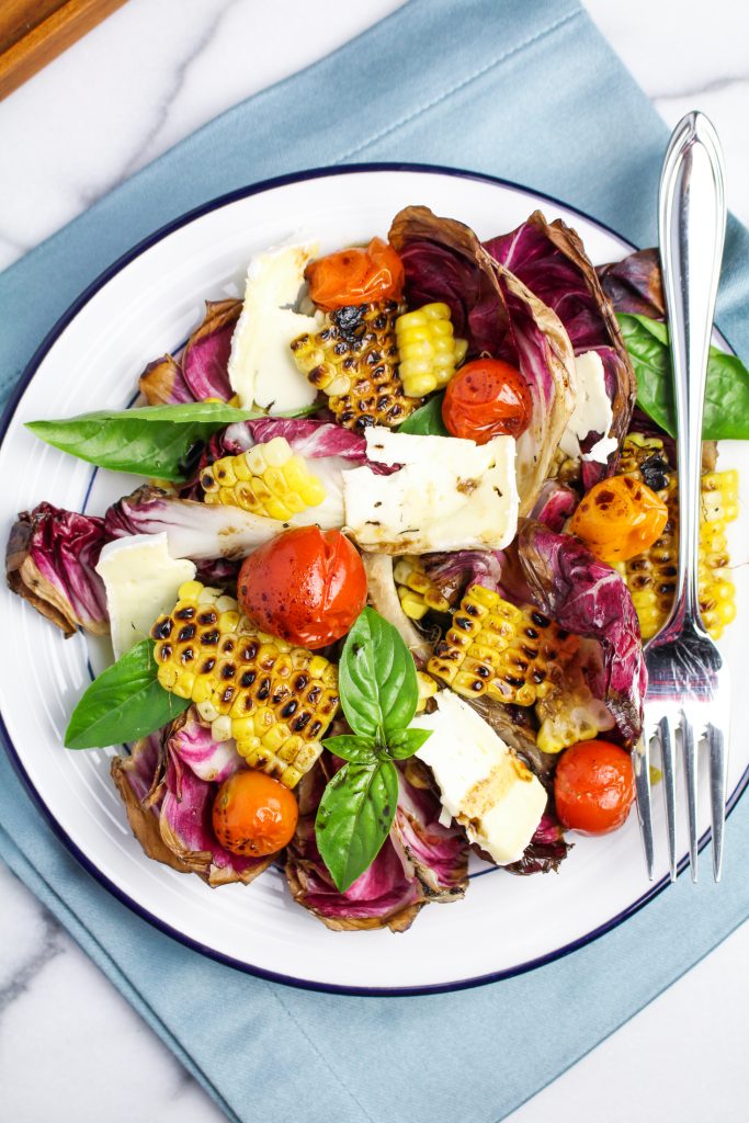 Grilled Corn, Radicchio, and Roasted Tomato Salad