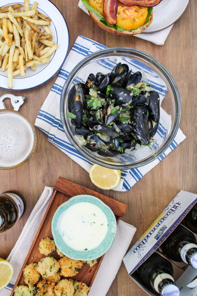 Ale-Steamed Mussels with Creme Fraiche {Katie at the Kitchen Door} #itsWHOgaarden #sponsored