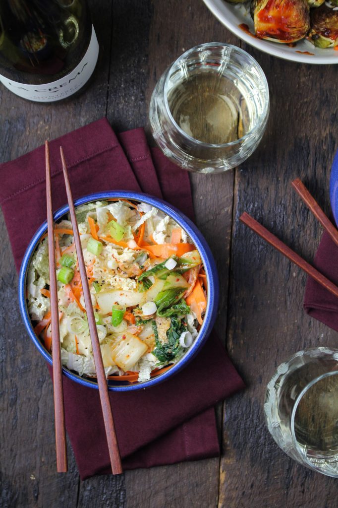 Cabbage and Kimchi Salad with Sesame-Miso Dressing {Katie at the Kitchen Door}