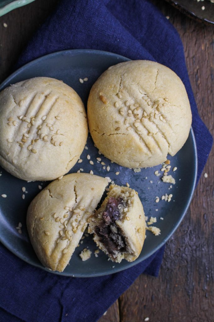 Red Bean Paste filled Sesame Cookies {Katie at the Kitchen Door}