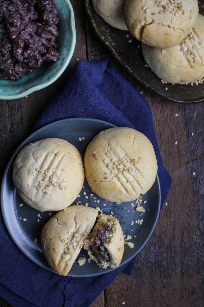 Red Bean Paste filled Sesame Cookies {Katie at the Kitchen Door}