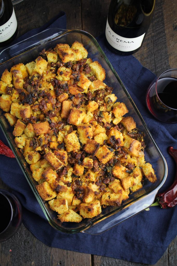 Cornbread, Chorizo, and Poblano Stuffing {Katie at the Kitchen Door}