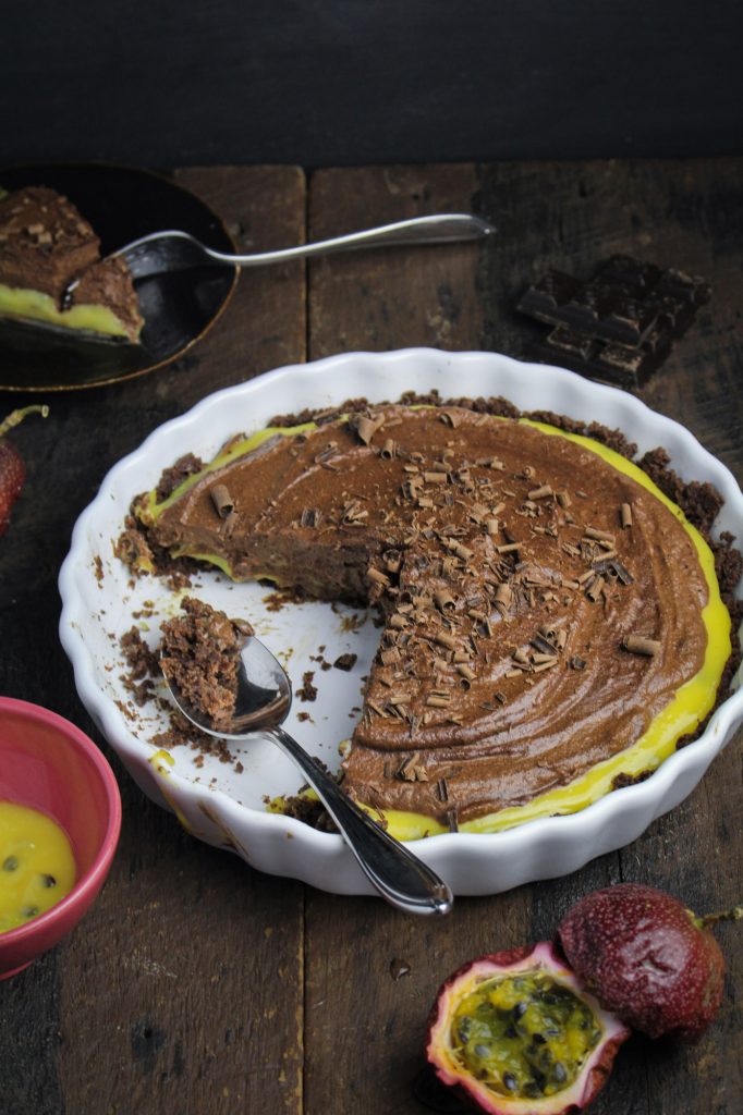 Chocolate Mousse and Passion Fruit Pie {Katie at the Kitchen Door}