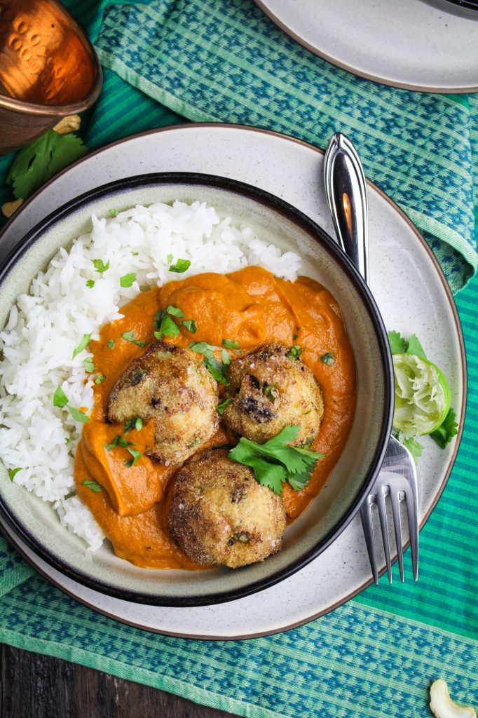 Malai Kofta - Vegetarian Potato-Paneer Balls in Tomato Cream Curry {Katie at the Kitchen Door}