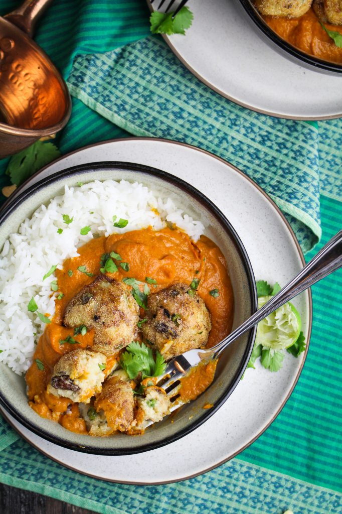 Malai Kofta - Vegetarian Potato-Paneer Balls in Tomato Cream Curry {Katie at the Kitchen Door}