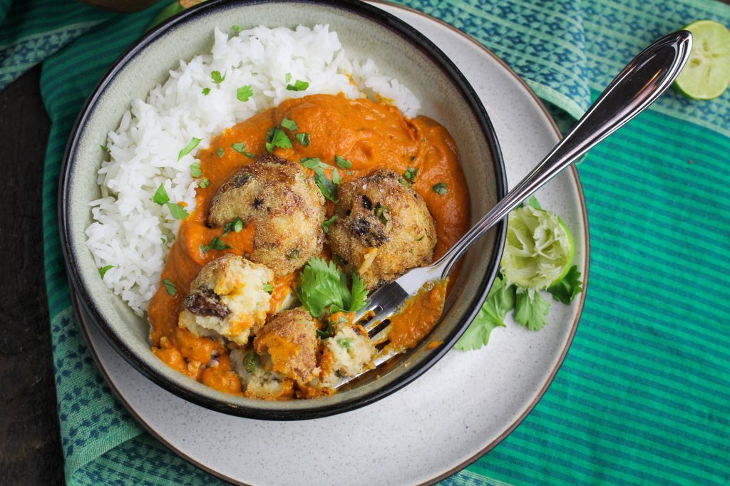 Malai Kofta - Vegetarian Potato-Paneer Balls in Tomato Cream Curry {Katie at the Kitchen Door}