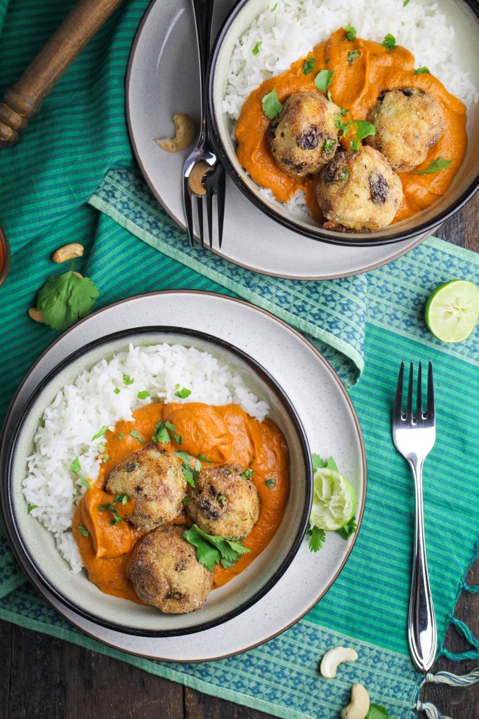 Malai Kofta - Vegetarian Potato-Paneer Balls in Tomato Cream Curry {Katie at the Kitchen Door}