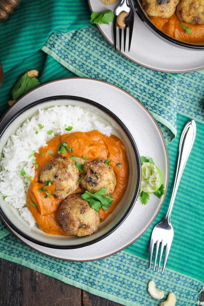 Malai Kofta - Vegetarian Potato-Paneer Balls in Tomato Cream Curry {Katie at the Kitchen Door}