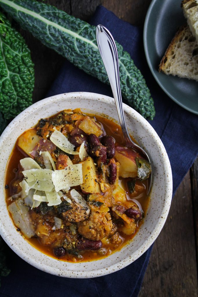 Portuguese Kale and Linguica Soup {Katie at the Kitchen Door}