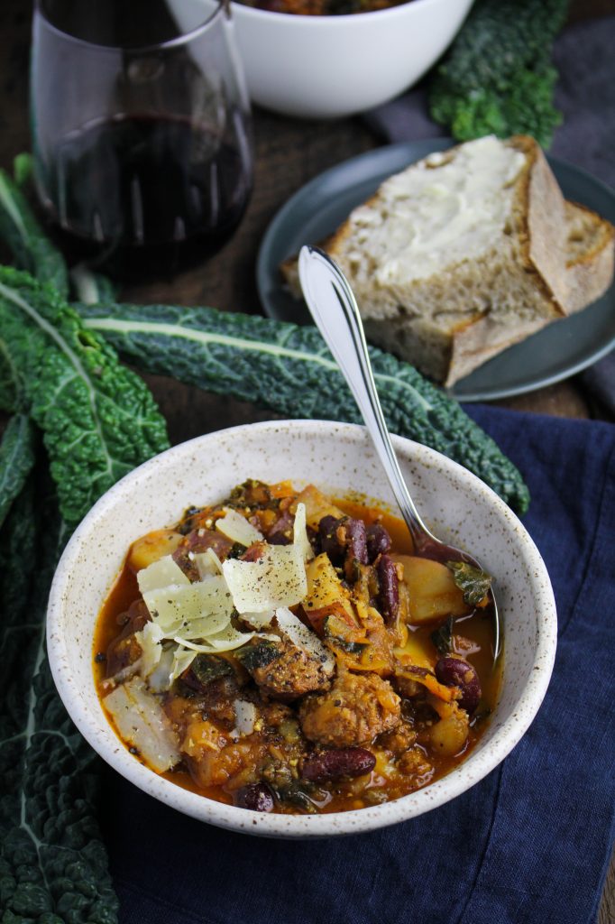 Portuguese Kale and Linguica Soup {Katie at the Kitchen Door}