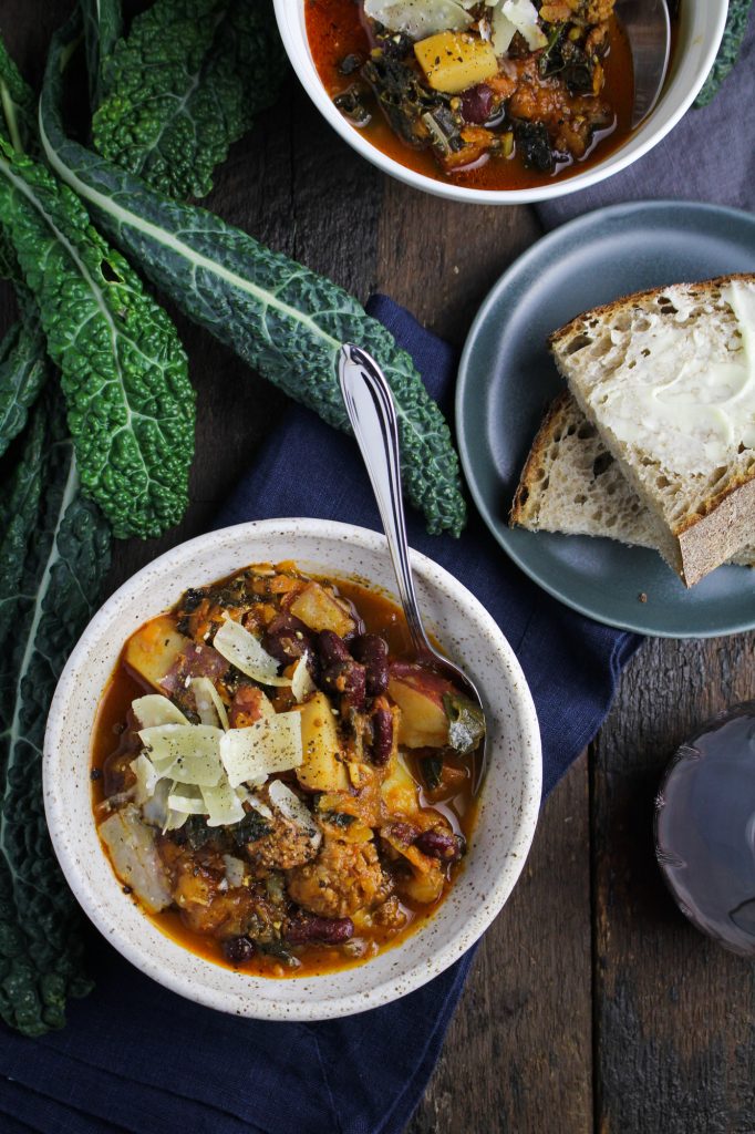 Portuguese Kale and Linguica Soup {Katie at the Kitchen Door}