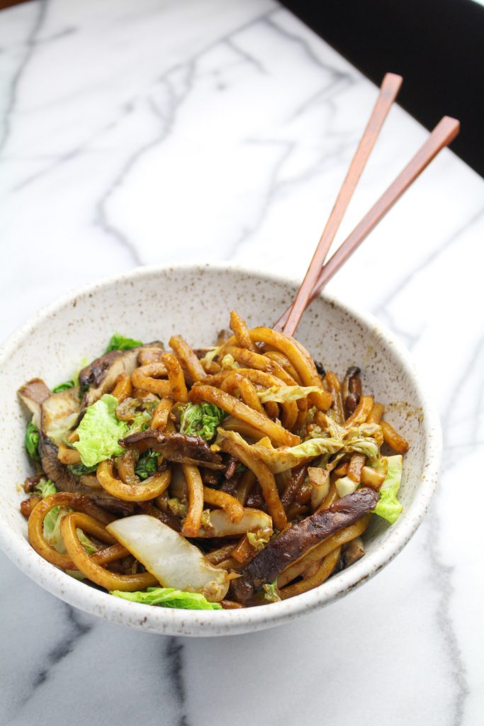 Shanghai Noodles with Mushrooms and Cabbages {Katie at the Kitchen Door}