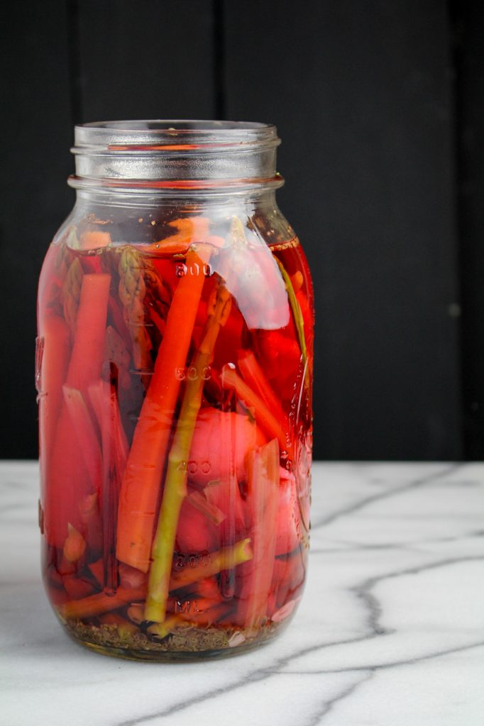 Spring Pickles - Asparagus, Carrot, Radish, and Swiss Chard {Katie at the Kitchen Door}