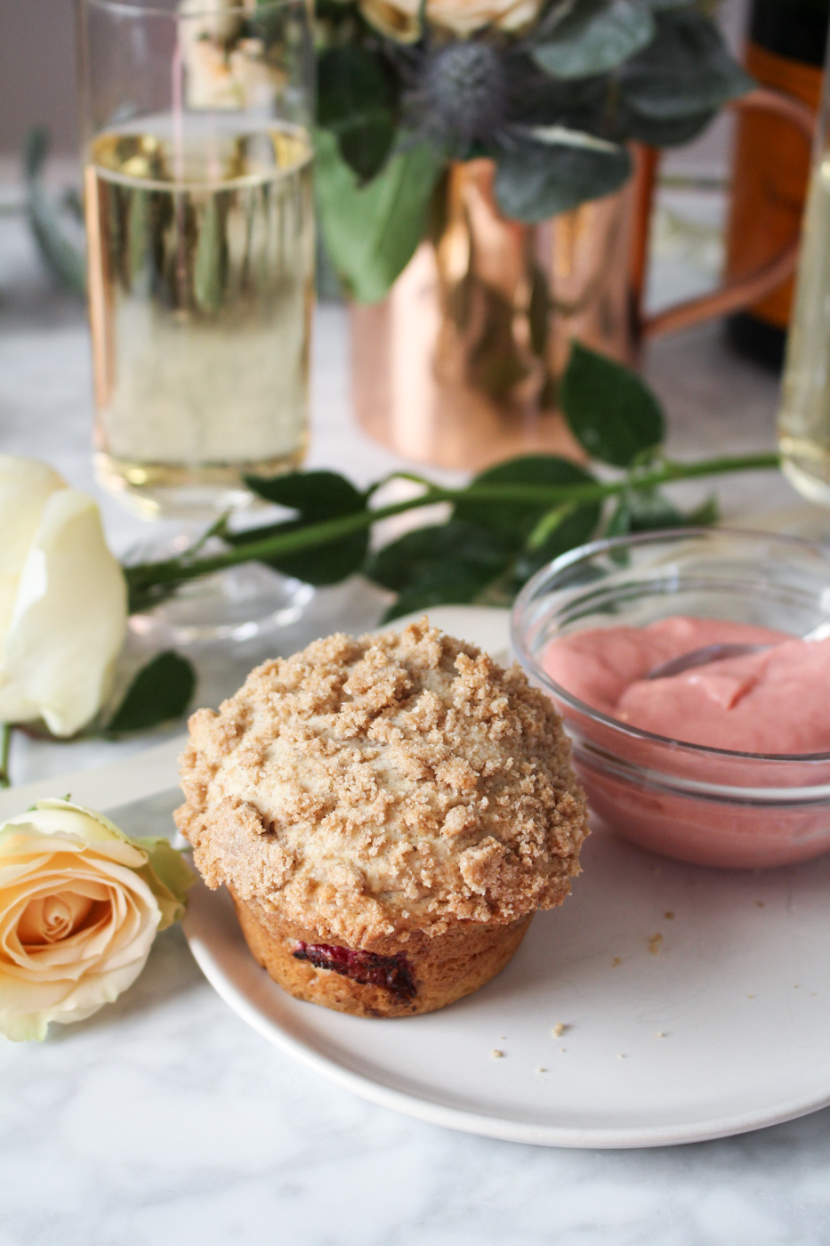 Rhubarb and Rye Streusel Muffins with Rhubarb Curd {Katie at the Kitchen Door}