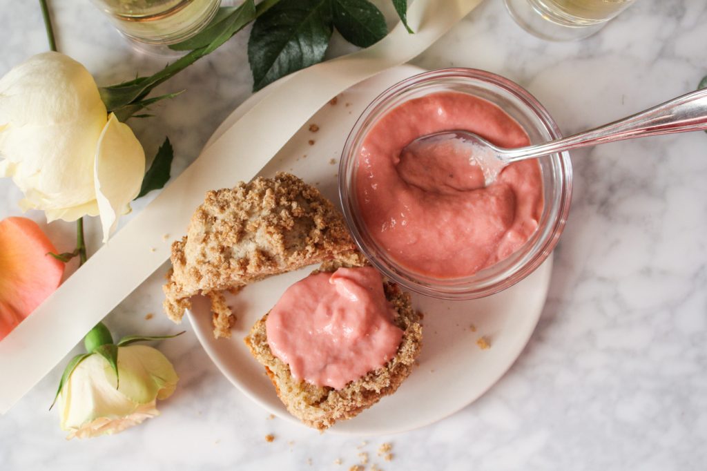 Rhubarb and Rye Streusel Muffins with Rhubarb Curd {Katie at the Kitchen Door}