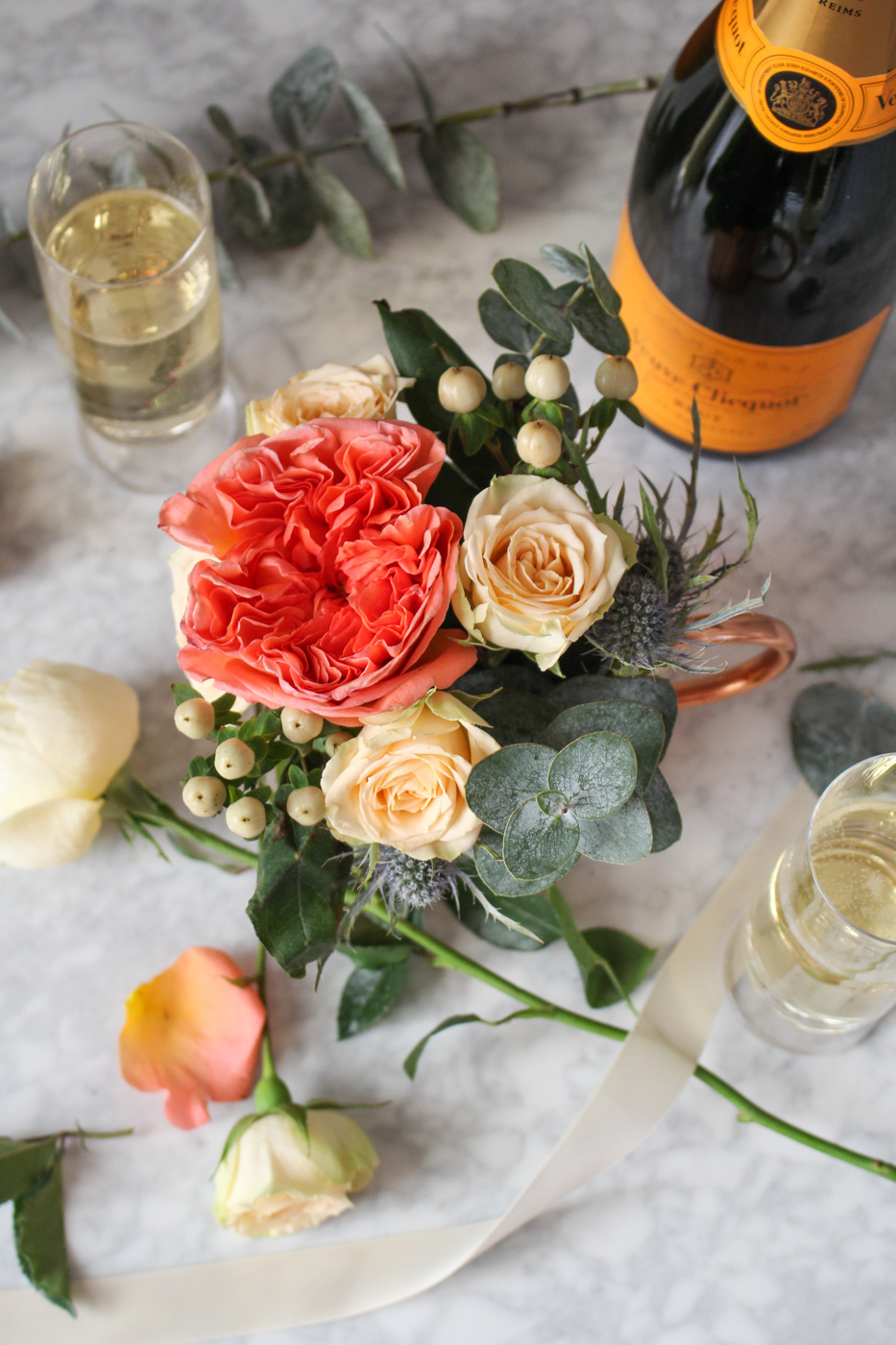 DIY Wedding Flowers: Garden Roses, Spray Roses, Eucalyptus, Hypericum {Katie at the Kitchen Door}