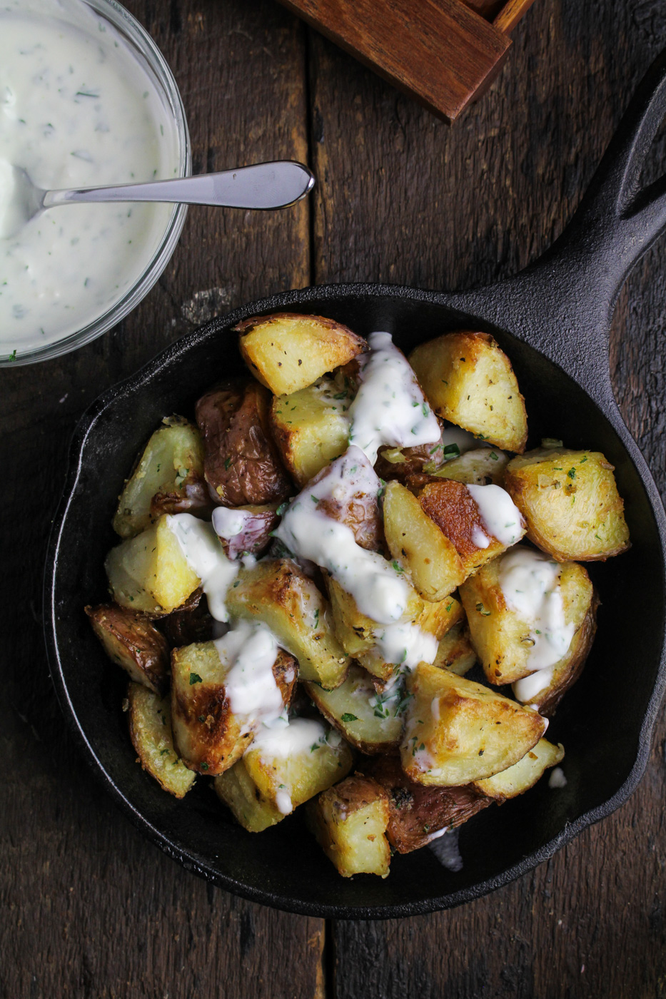 Serious Eats Best Ever Roast Potatoes with Garlic Cream - Sunday Dinner: Easter Edition {Katie at the Kitchen Door}