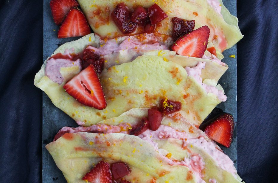 Strawberry and Meyer Lemon Filled Crepes