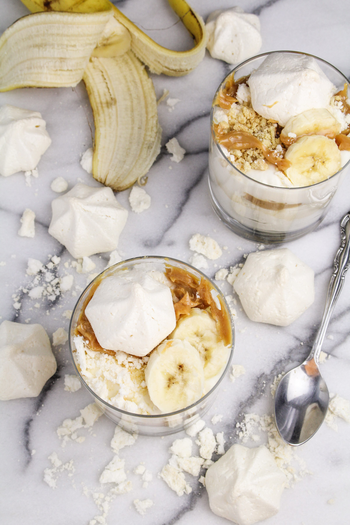 Peanut Butter Banoffee Eton Mess - Peanut Butter Dulce de Leche, Meringues, Cream, and Banana {Katie at the Kitchen Door}