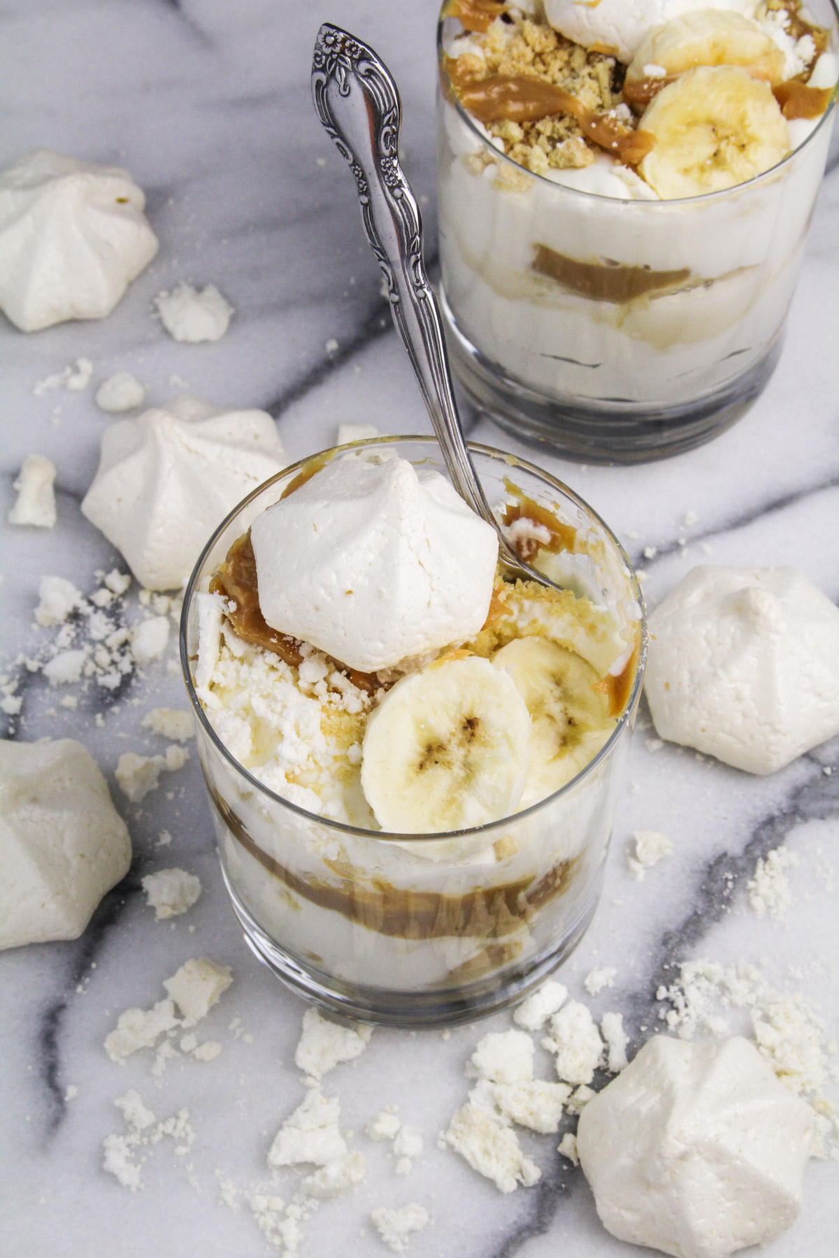 Peanut Butter Banoffee Eton Mess - Peanut Butter Dulce de Leche, Meringues, Cream, and Banana {Katie at the Kitchen Door}