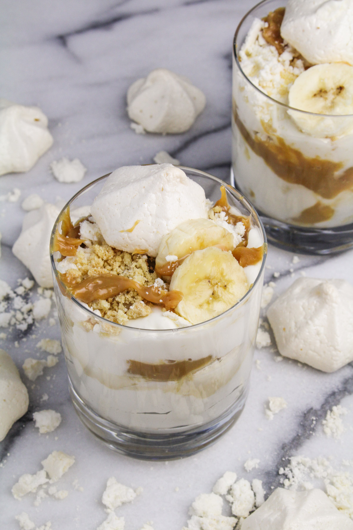 Peanut Butter Banoffee Eton Mess - Peanut Butter Dulce de Leche, Meringues, Cream, and Banana {Katie at the Kitchen Door}