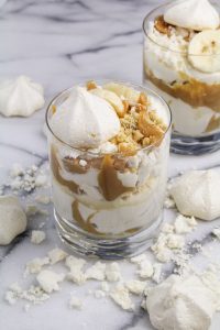 Peanut Butter Banoffee Eton Mess - Peanut Butter Dulce de Leche, Meringues, Cream, and Banana {Katie at the Kitchen Door}