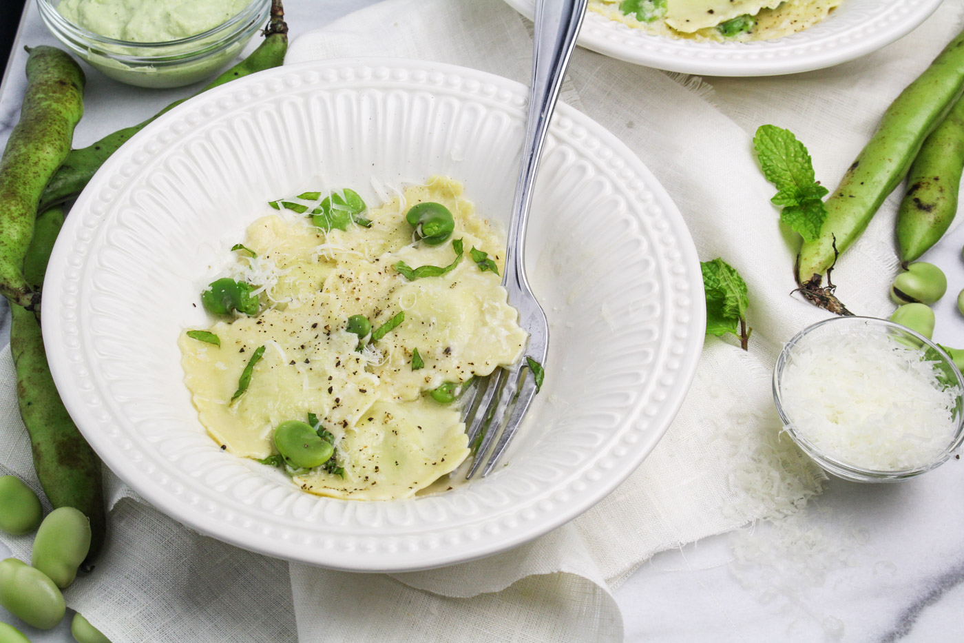 Fava Bean and Mascarpone Ravioli with Truffle Butter {Katie at the Kitchen Door}