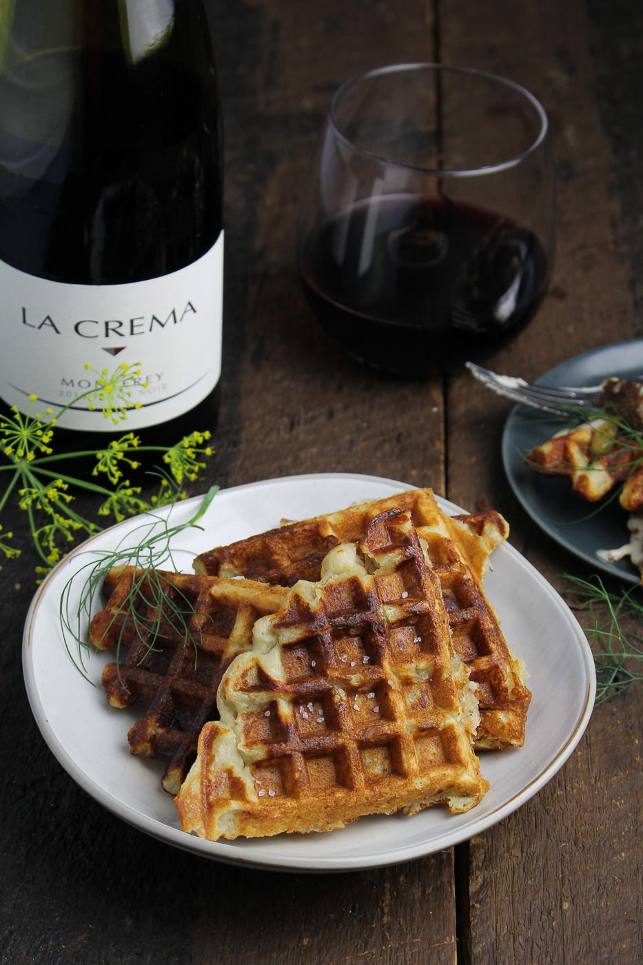 Mashed Potato Waffles {Katie at the Kitchen Door} - sponsored by La Crema Wines