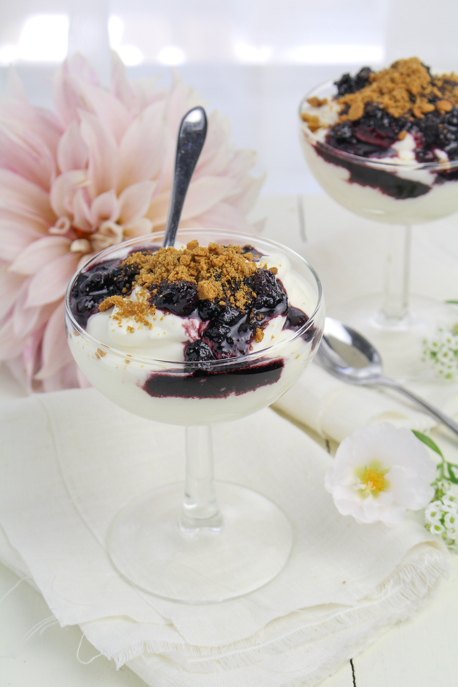 Skyr Mousse with Wild Blueberries and Gingerbread Crumbs {Katie at the Kitchen Door} - sponsored by La Crema Wines