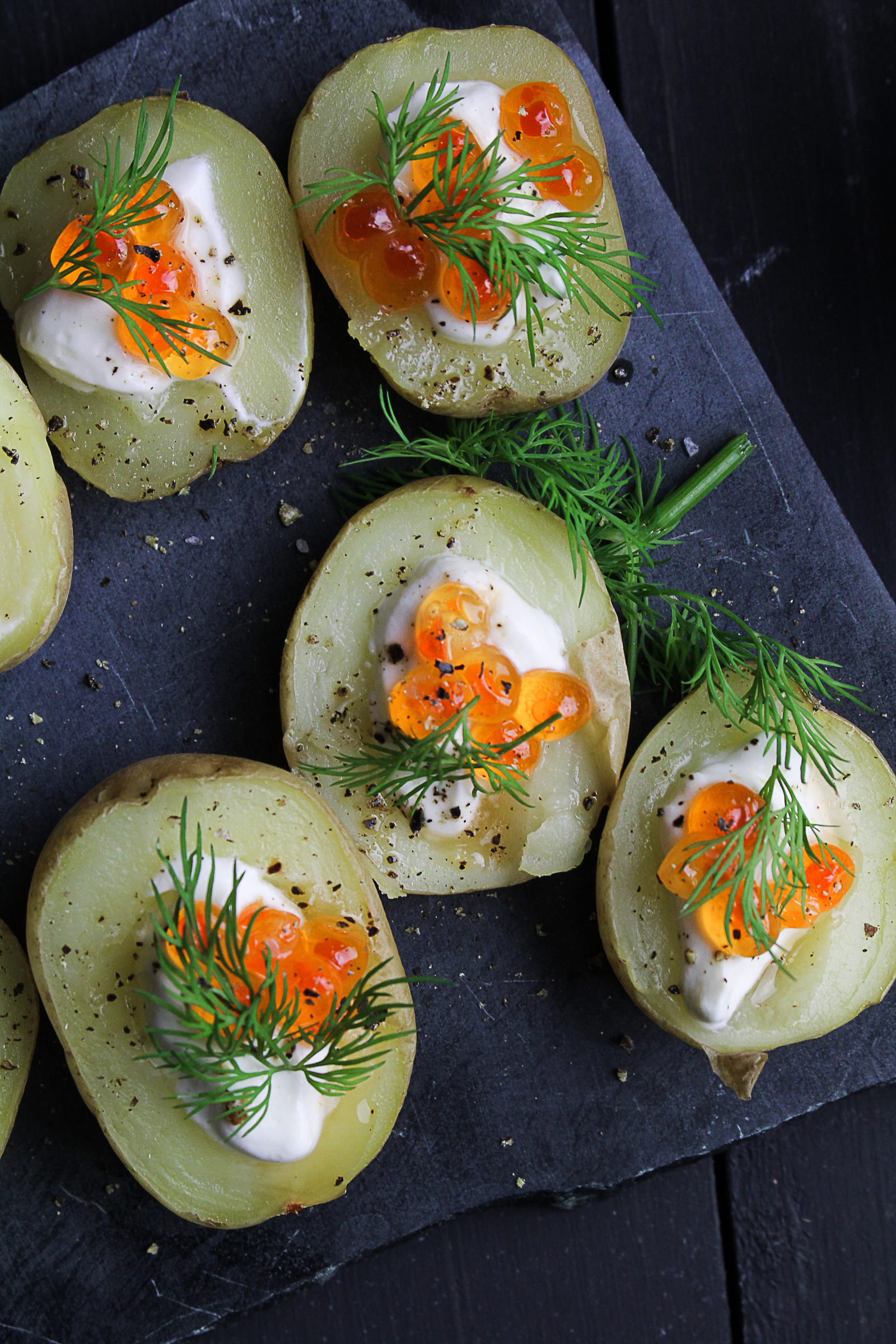 Russian New Year's Eve Menu - Potato Bites with Caviar