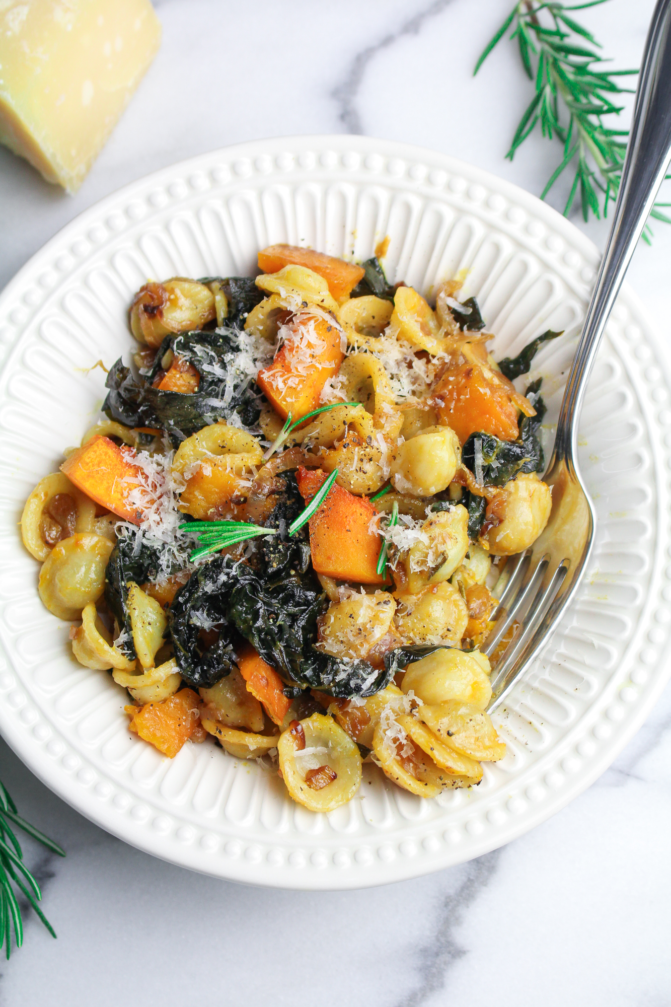 Winter Pasta with Slow-Cooked Kale, Kabocha Squash, and Golden Raisins