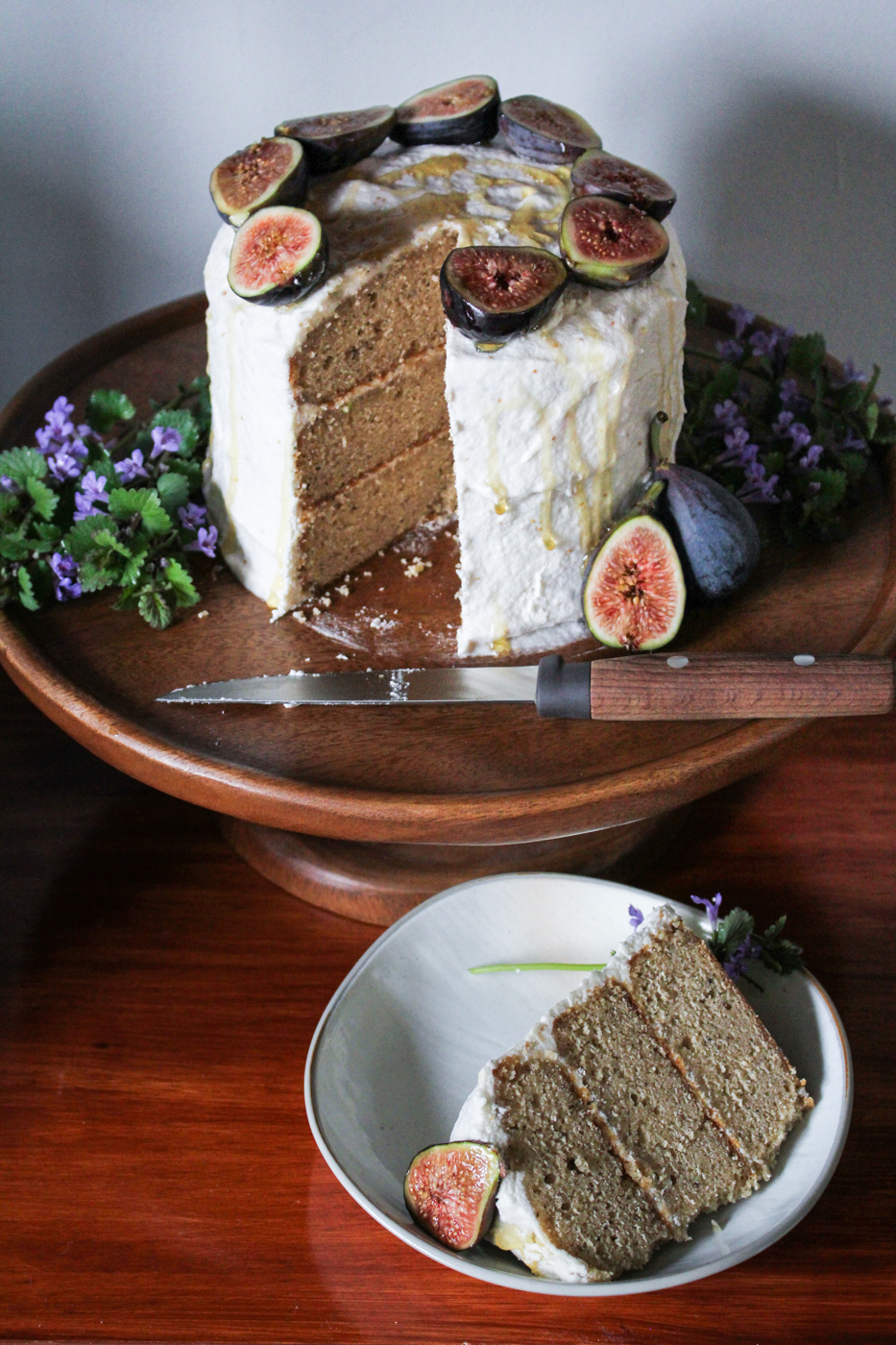 Earl Grey Cake with Fig Jam Buttercream {Katie at the Kitchen Door}