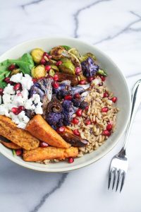 Middle-Eastern Grain Bowl with Sweet Potatoes and Cauliflower {Katie at the Kitchen Door}