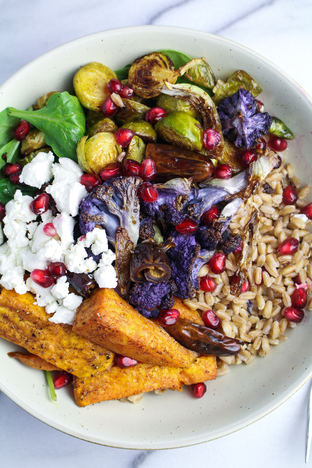 Middle-Eastern Grain Bowl with Sweet Potatoes and Cauliflower {Katie at the Kitchen Door}