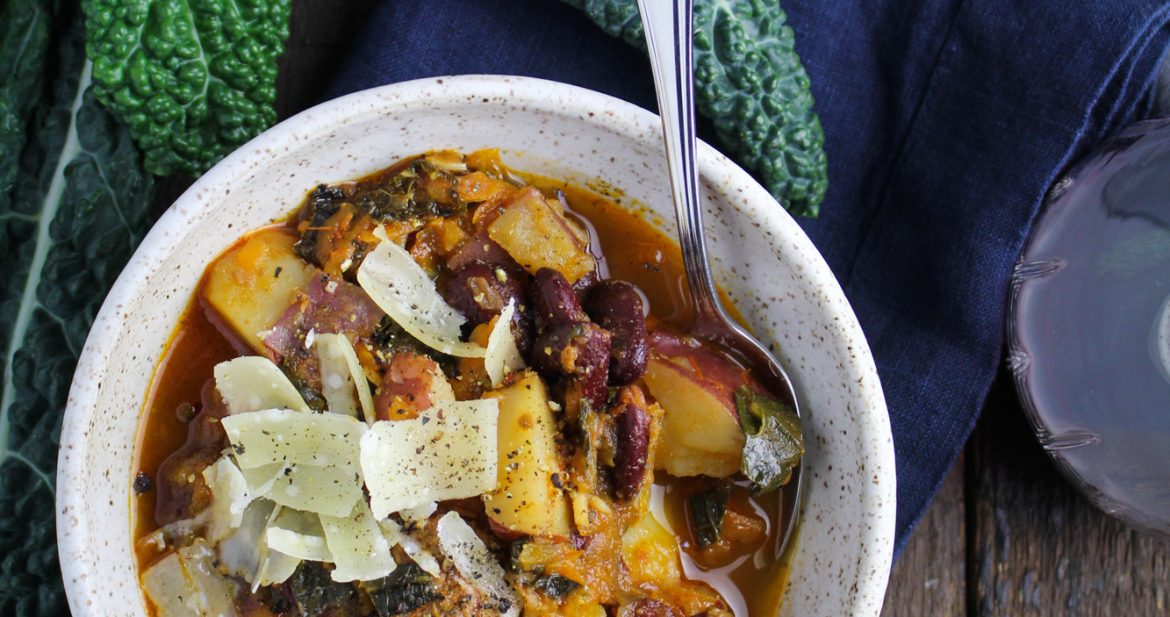 Portuguese Kale and Linguica Soup {Katie at the Kitchen Door}