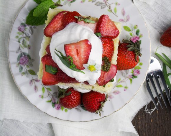 Strawberries and Cream Chiffon Cakes - a French take on classic Strawberry Shortcake {Katie at the Kitchen Door}