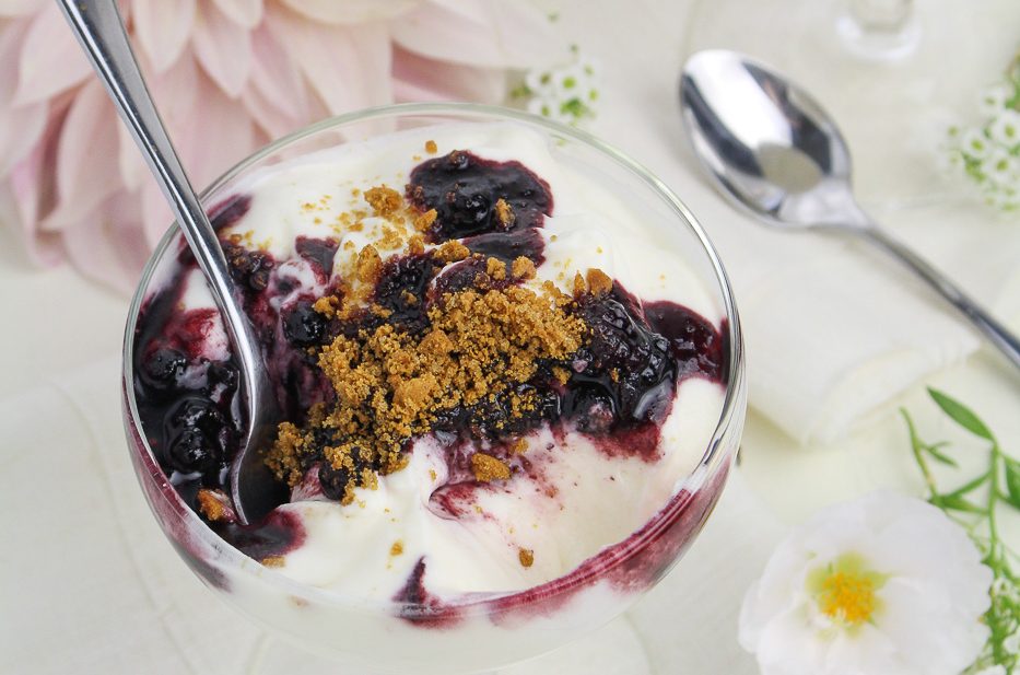 Skyr Mousse with Wild Blueberries and Gingerbread Crumbs {Katie at the Kitchen Door}