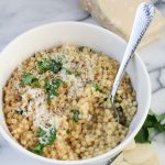 Israeli Couscous "Pastina" with Parmesan and Black Pepper {Katie at the Kitchen Door}